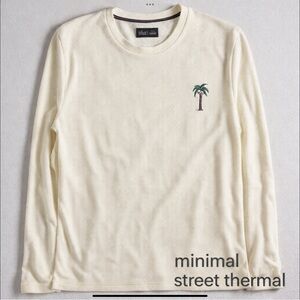 PUBLIC RECORD Waffle Thermal Skeleton Palm Tree Pullover XL Cream Minimal Street